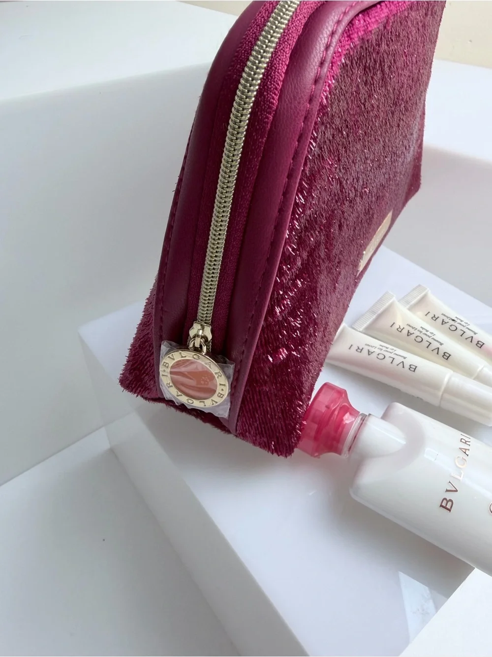 Bvlgari Parfums Bag with 3 Lip Balms & Omnia Coral Body Lotion